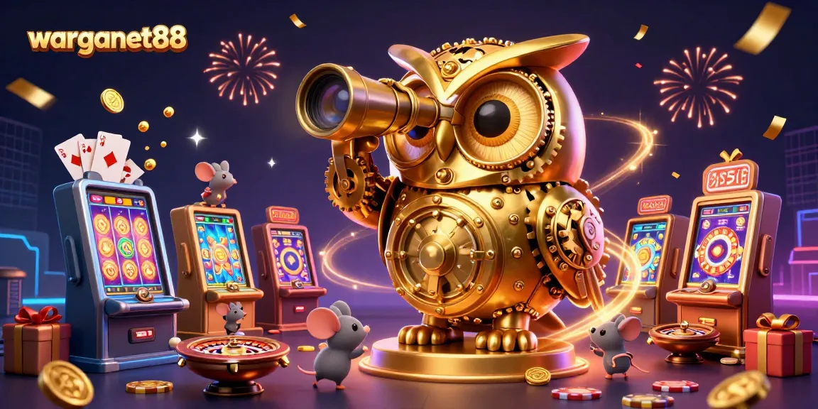 warganet88 unveils a vibrant casino scene with spinning reels, golden coins, and dynamic characters