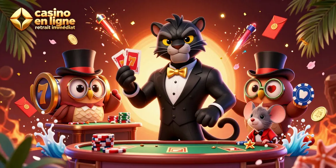 Jouer sur casino en ligne retrait immédiat avec des personnages de jeu captivants et des éléments d'animation intrigants.