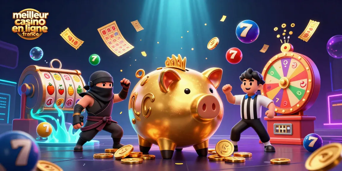 Une scène dynamique du meilleur casino en ligne France où un sumo en forme de tirelire frappe le sol, entouré de pièces d'or.