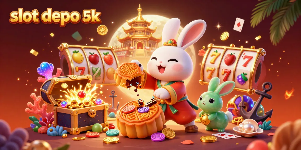 Experience exciting gameplay with slot depo 5k, featuring vibrant action with poker chips and playful slot reels.